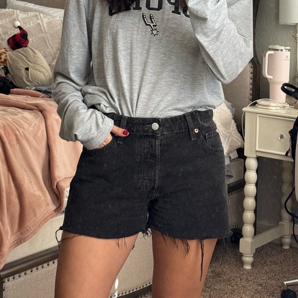 H&M Dark Wash Jean Mid-Rise Shorts